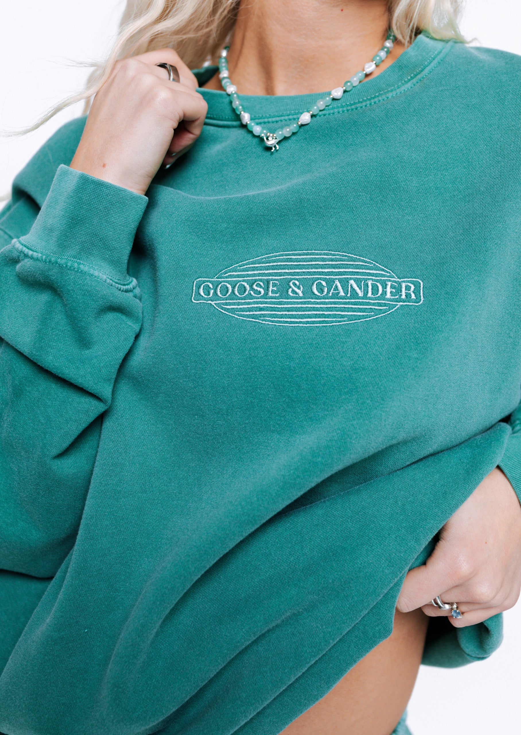 L&L Oval Embroidered Sweatshirt - Washed Green - Image 7
