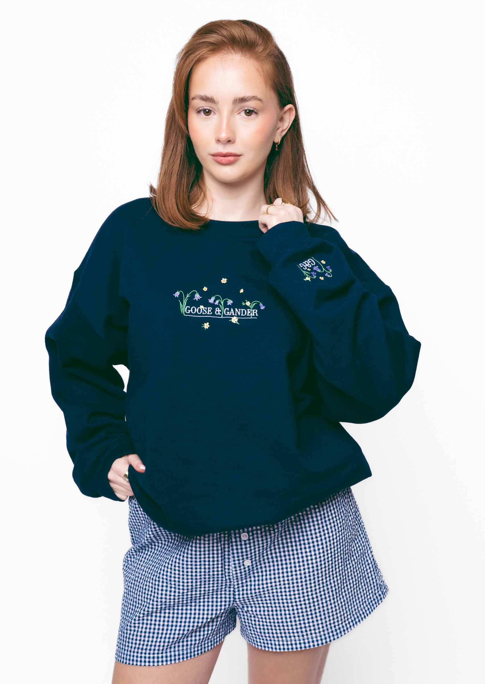 Bluebell Embroidered Sweatshirt - Navy - Image 2