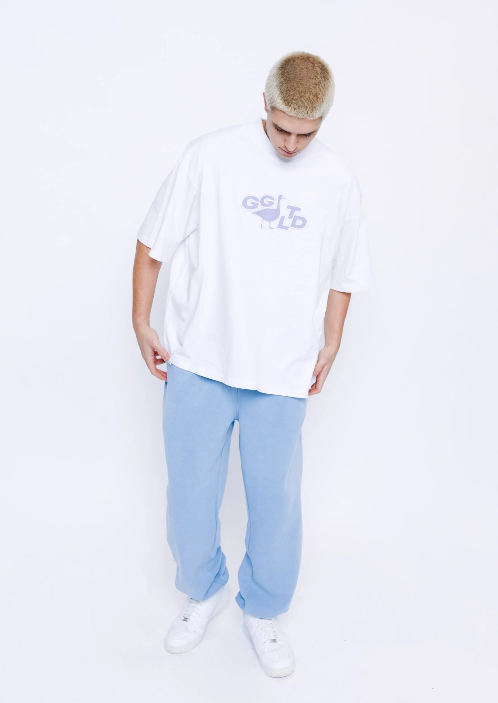 Goose Cuffed Joggers - Washed Blue - Image 2