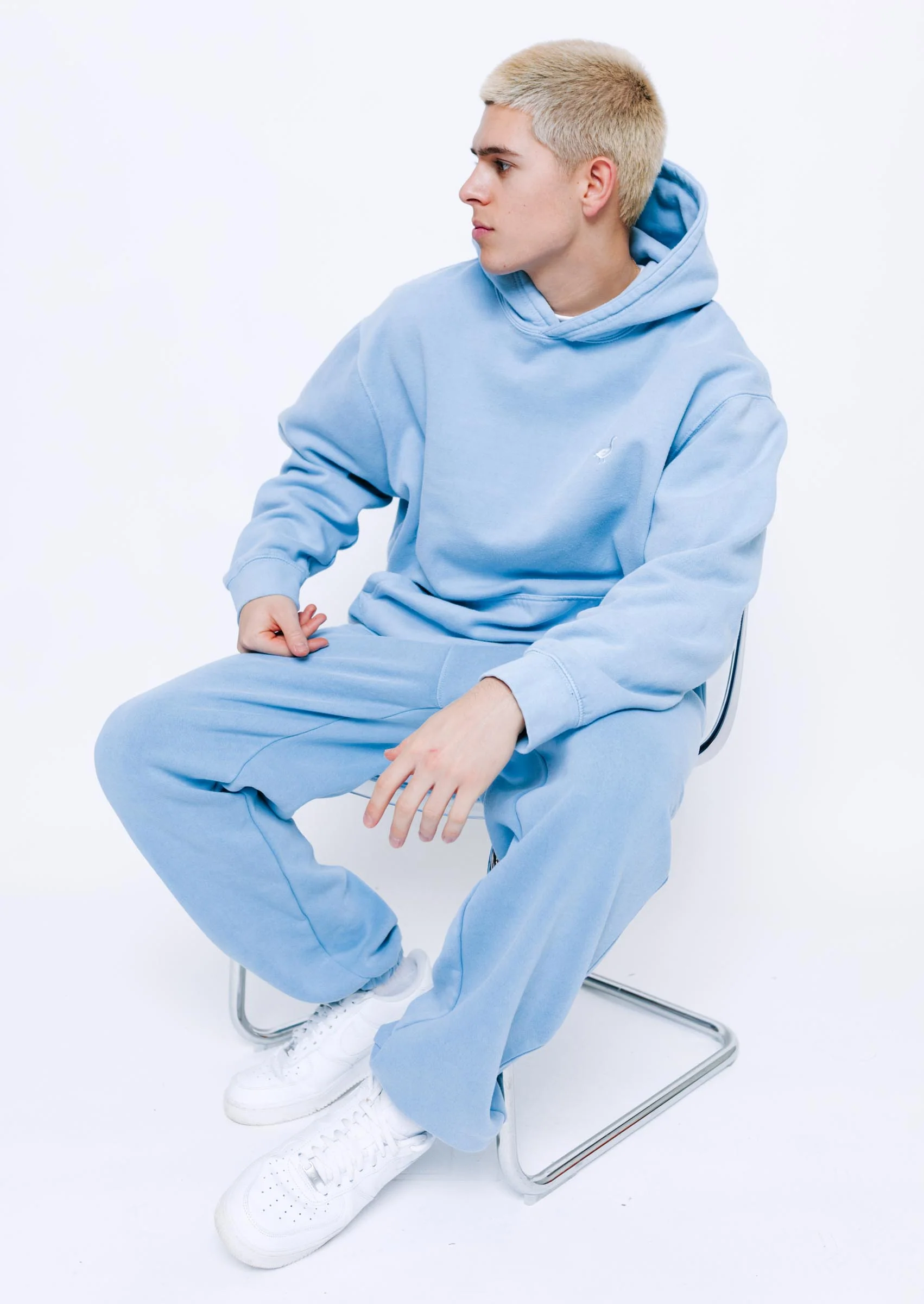 Goose Cuffed Joggers - Washed Blue - Image 5