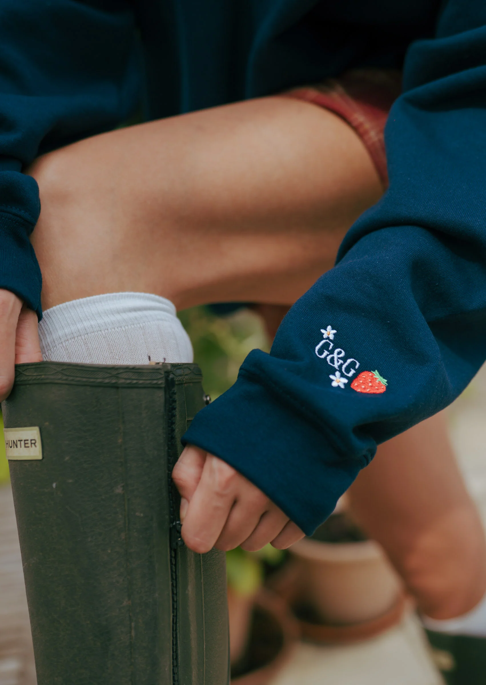 Wild Strawberry Embroidered Sweat - Navy - Image 3
